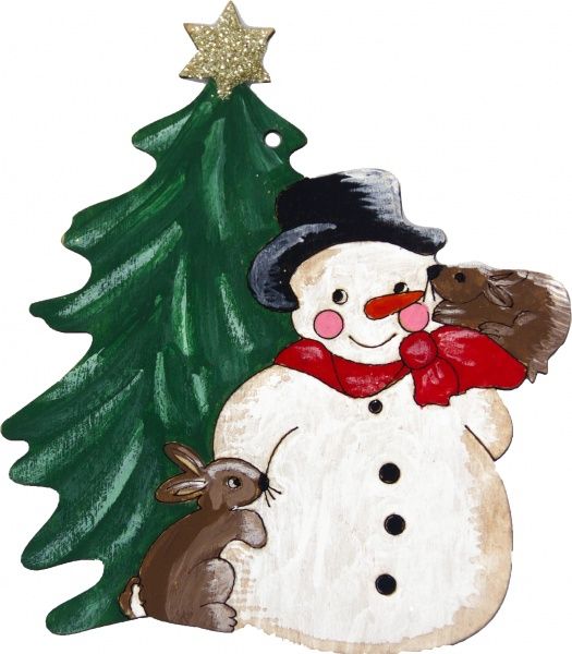 Декоративная подвеска Снеговик с елкой 11,5 см 832 