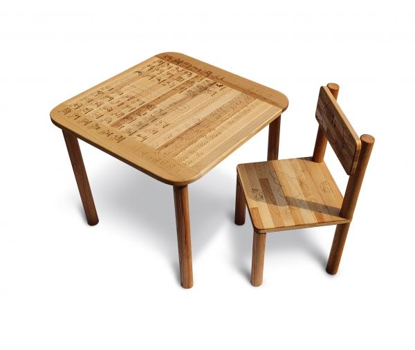 Комплект стол и стул ArinWOOD Ecomini Азбука 550х550 мм + набор кубиков в подарок 04-AB1-2