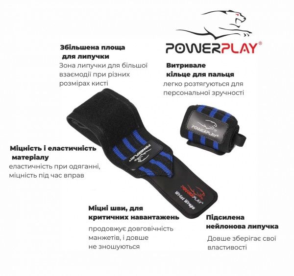 Бинт PowerPlay р. універсальний для зап'ясть 3082 чорно-синій