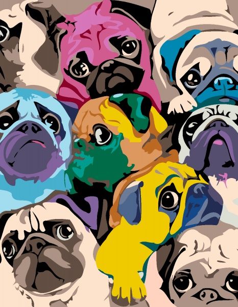 Картина по номерам Мопсы 35х45 см Rosa Start 