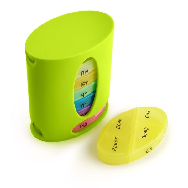 Органайзер для таблеток MVM PC-04 GREEN на 7 дней (таблетница) 120x96x60 мм