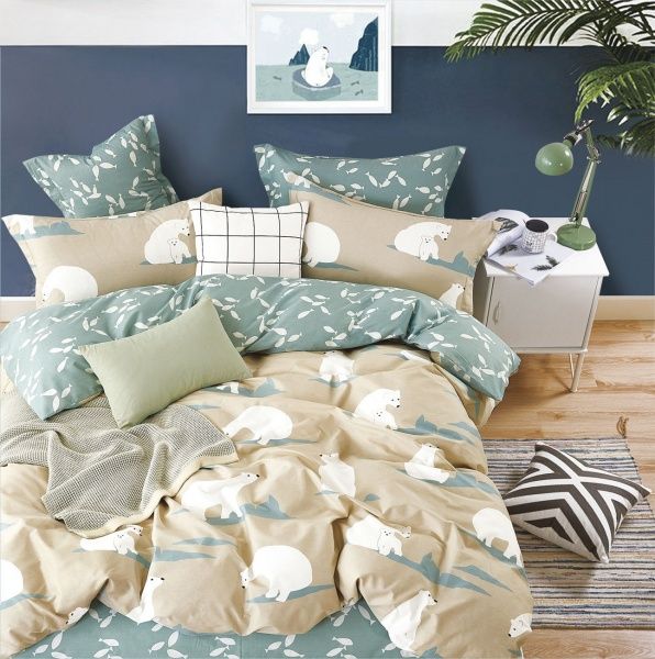 Комплект постільної білизни Polar bears полуторний різнокольоровий принт La Nuit 