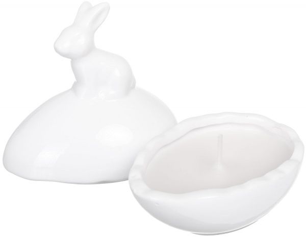 Свічка Яйце біле з зайчиком 9x6,2x11 см Pako-If