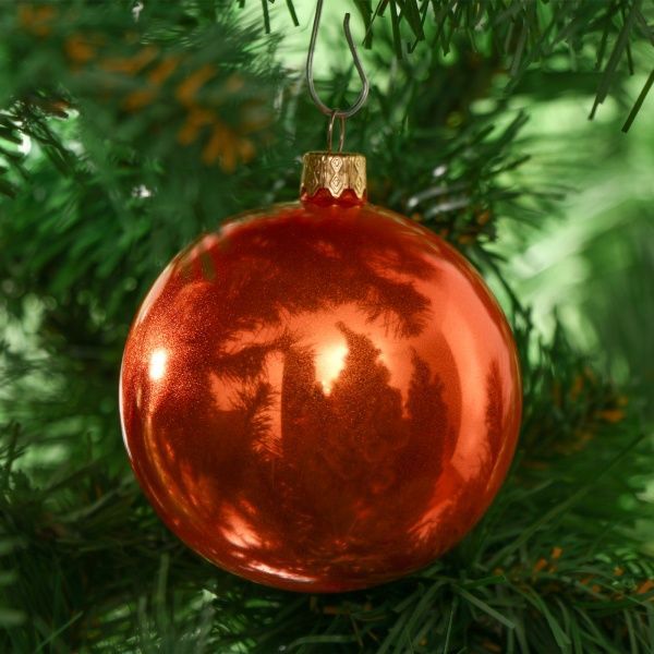 Шар стеклянный d100 однотонный металлик оранжевый