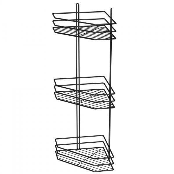 Полиця кутова 3-ярусна 25 см чорна 