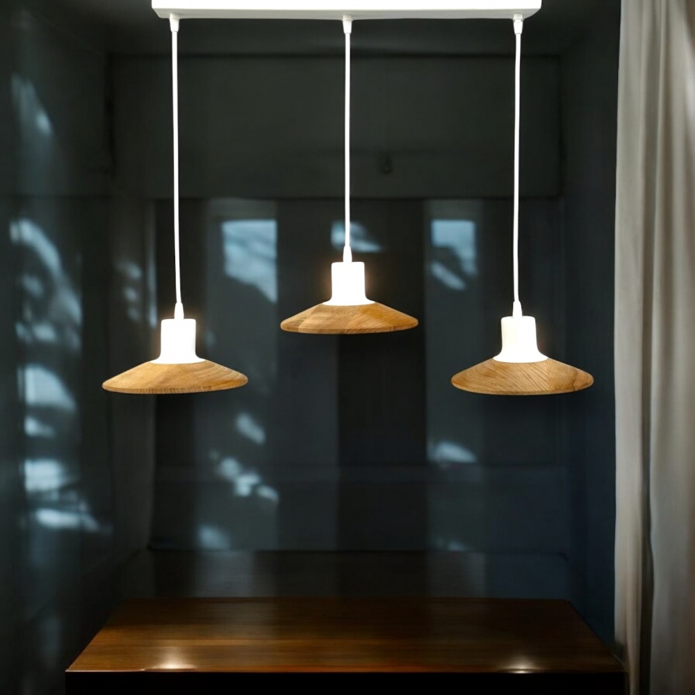 Світильник підвісний Светкомплект Hat 3xGX53 білий/дерево