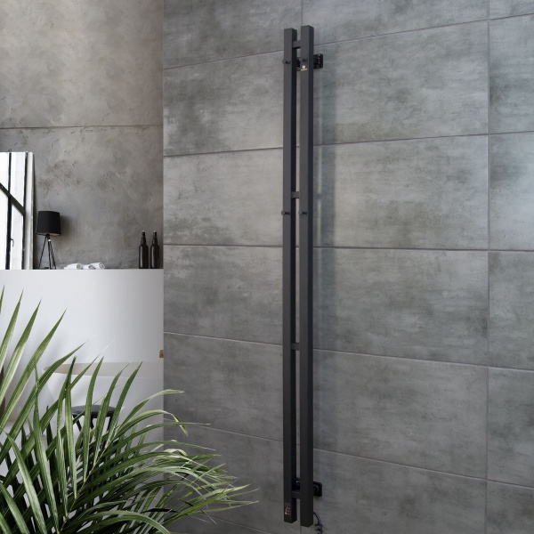 Полотенцесушитель электрический NAVIN Силуэт Квадро 90х1500 Sensor правый черный муар (12-234053-0915) 