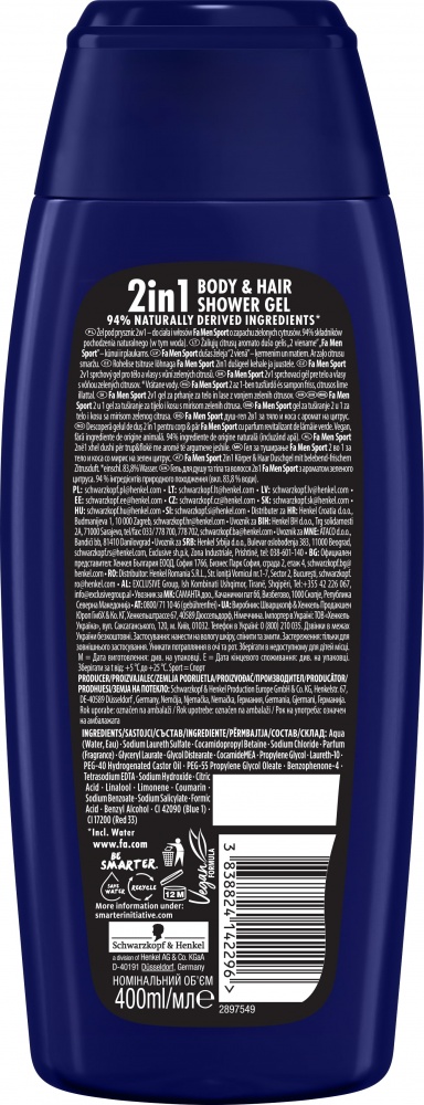 Гель для душа Fa Men Sport 400 мл