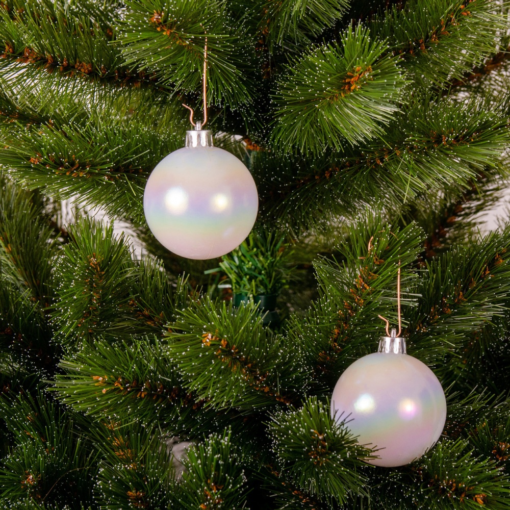 Набор елочных шаров Тайм Еко белый перламутр d 6 мм 6 шт./уп.