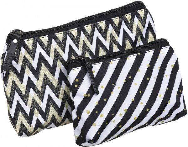 Набор косметичек Bagland Светлые волны черный с белым 