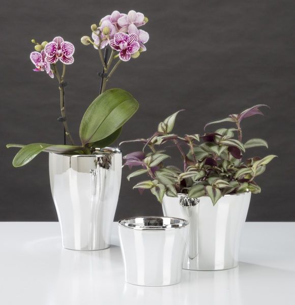 Кашпо керамічне Scheurich Mirror Silver фігурний 1,376л срібний 