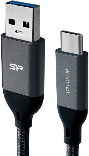 Кабель Silicon Power USB Type-A – USB Type-C 1 м чорний (LK30 Black/Nylon) 