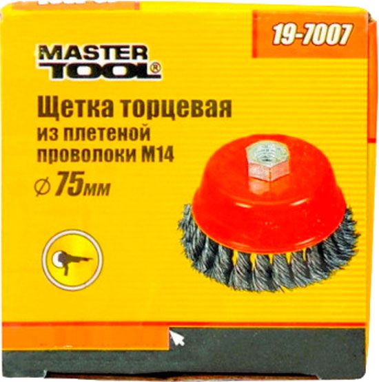 Щітка торцева D75 М14 MasterTool з плетеного дроту 19-7007