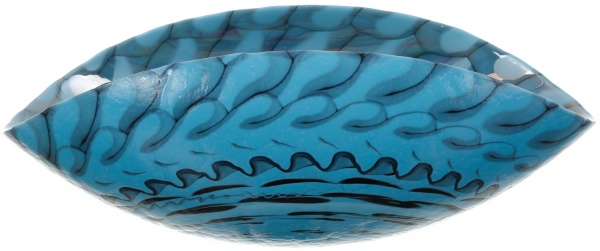 Ваза Yalos Murano BELUS 15 см бірюзова з чорними нитками та перламутровим ефектом 