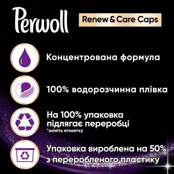 Капсулы для машинной стирки Perwoll для темных и черных вещей 21 шт. 