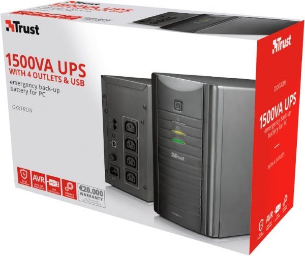 Источник бесперебойного питания (ИБП) Trust Oxxtron 1500VA Management 17678