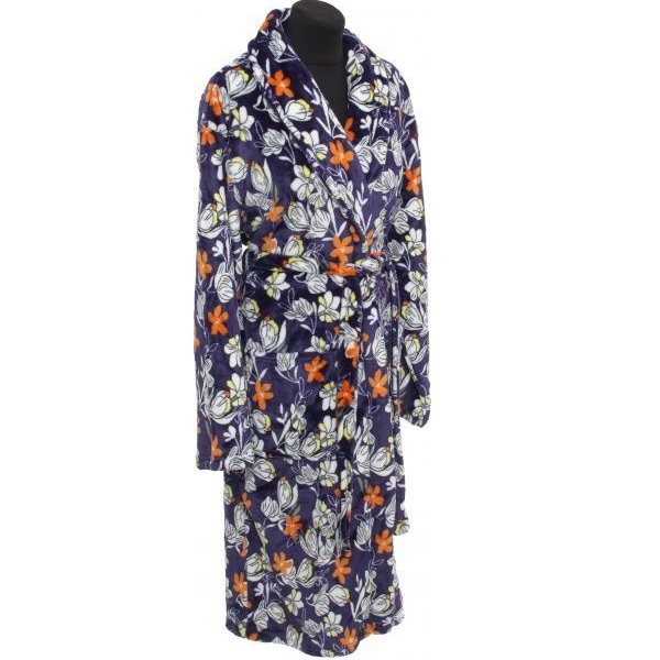Халат домашний La Nuit Цветы р. L синий с принтом 