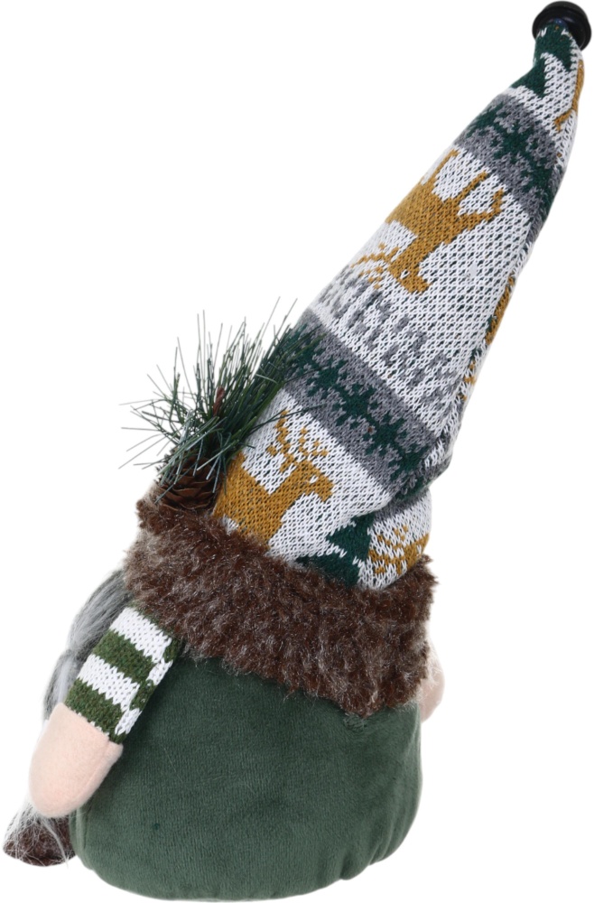 Декорация новогодняя Гном стоящий 15х30 см зеленый дизайн в ассортименте AG23288AB