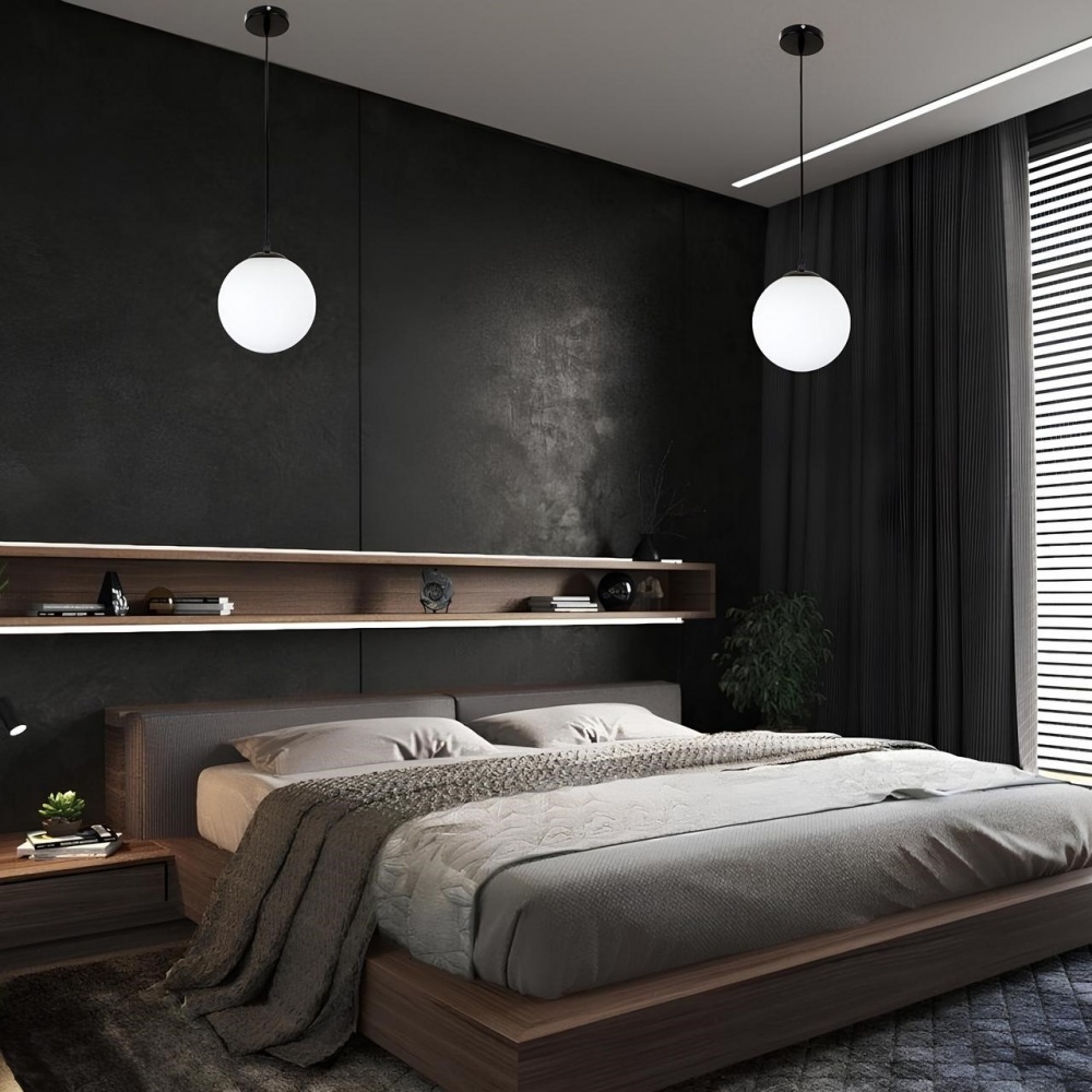 Світильник підвісний Геотон MILK-1P 1x40 Вт E27 чорно-білий 49657