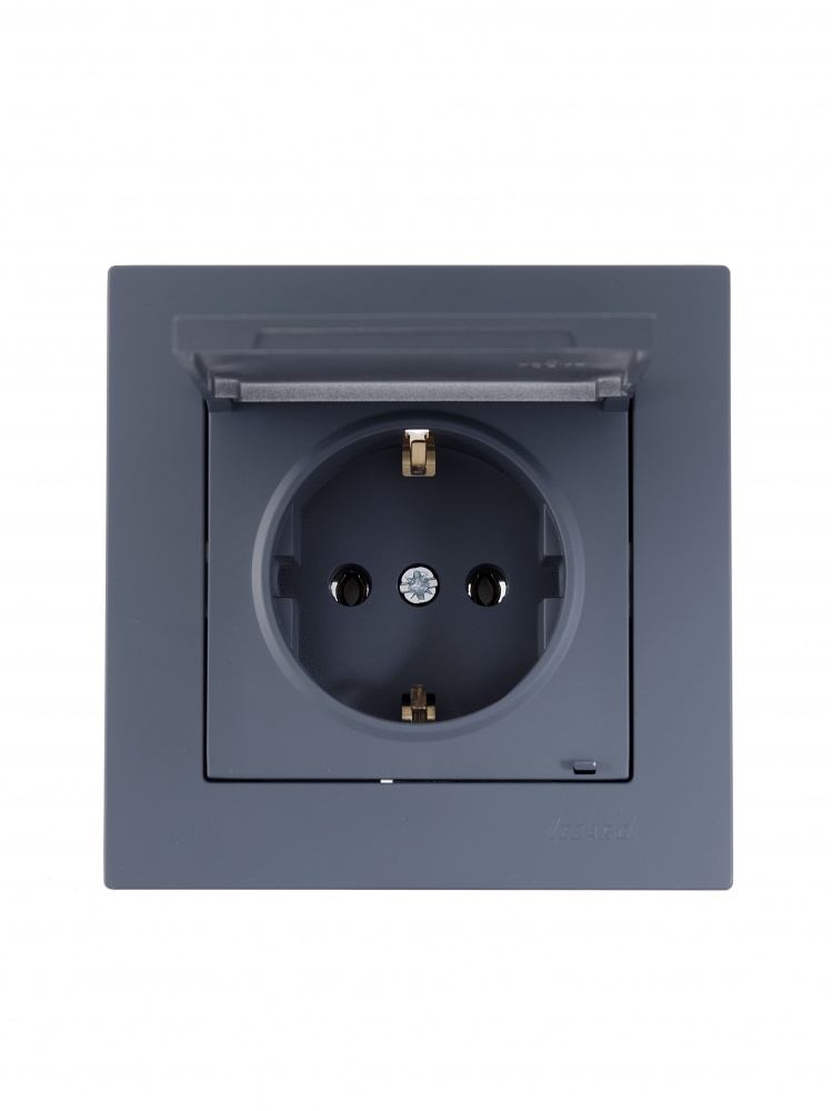 Розетка с крышкой бытовая с заземлением Lezard Vesna шефилд грей 742-3488-123B