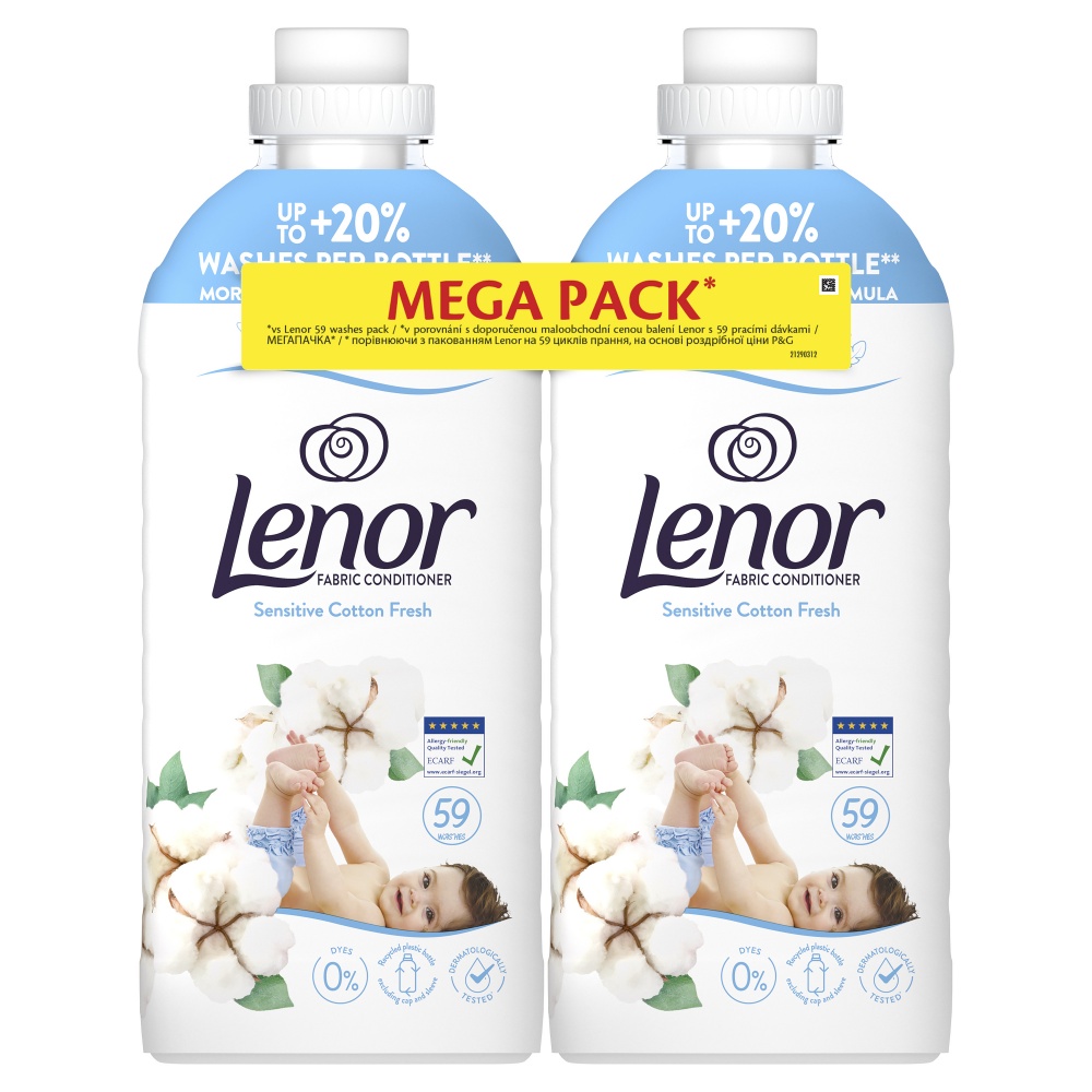 Кондиционер для белья Lenor Свежесть хлопка Mega Pack 1+1 1,239 л