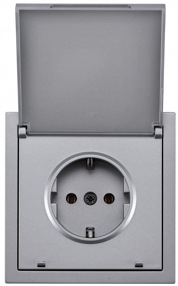 Механизм розетки бытовая с заземлением HausMark Juna IP20 серый 7041-3588-123BQC