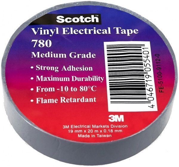 Изолента 3M 19 мм 20 м серая ПВХ