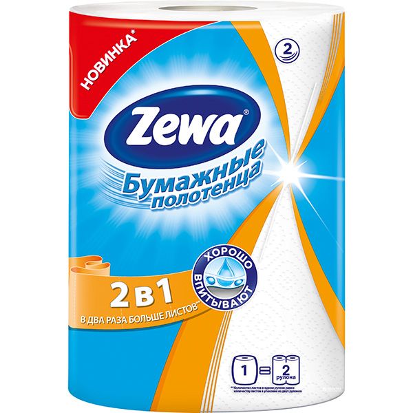 Бумажные полотенца Zewa 2 в 1 двухслойная 1 шт.