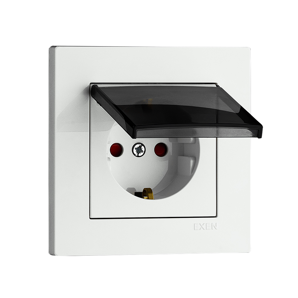 Механізм розетки побутова із заземленням EXEN Karell IP20 білий 290-000103-240