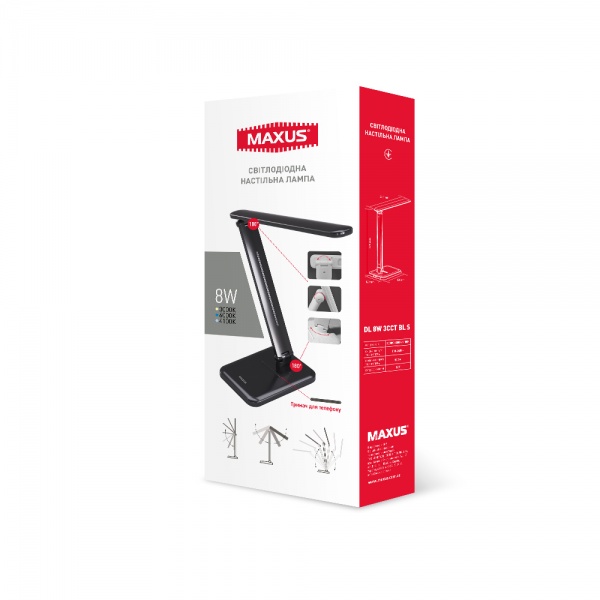 Настольная лампа Maxus LED 8 Вт черный 1-MDL-8W-BL 