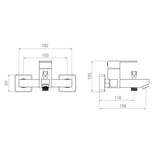 Смеситель для ванны VOLLE PARDO 1548.030106 графит