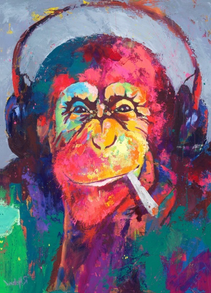 Репродукция Горилла в наушниках 35x50 см Арт Фемелі 