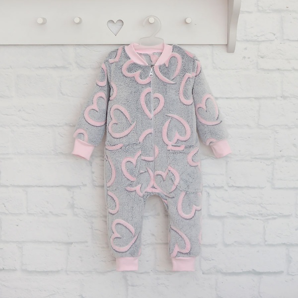 Ромпер для девочки Blanka Сердечки р.98 серый 110335 