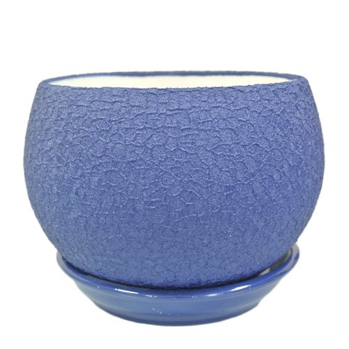 Горщик керамічний Оріана-Запоріжкераміка Куля шовк круглий 0,4л синій 