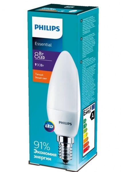 Лампа светодиодная Philips ESS Candle 8 Вт B38 матовая E14 220 В 2700 К 