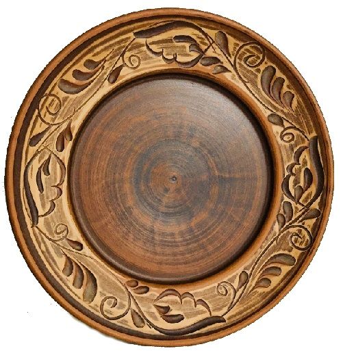 Тарілка обідня Ангоб 25 см Український гончарний посуд