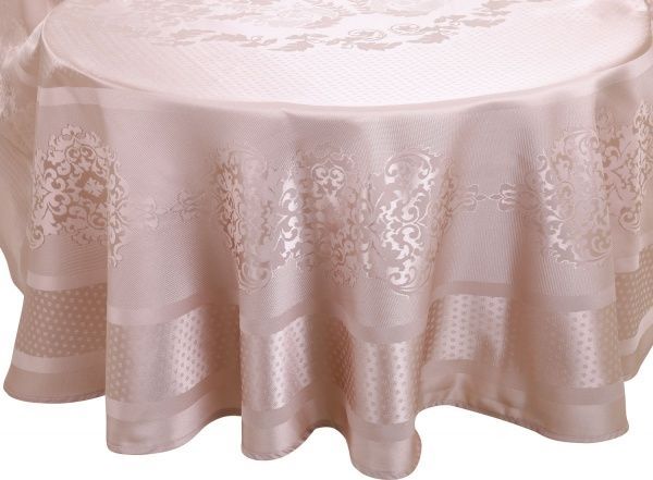 Скатертина жакард пано овальна 160x220 см бежевий Karna 