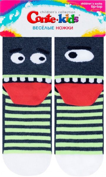 Носки детские Conte-Kids CK (ВЕСЕЛЫЕ НОЖКИ) рис.336 17С-10СП р.16 темный джинс с рисунком 