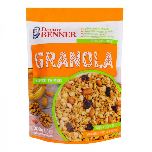 Гранола ТМ Doctor BENNER Орехи и Мед 300 г 