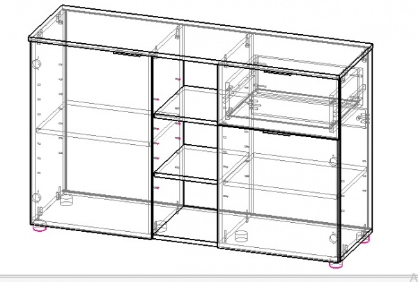 Комод Вісент Рейн 2дв+1ш белая аляска /белый супермат 