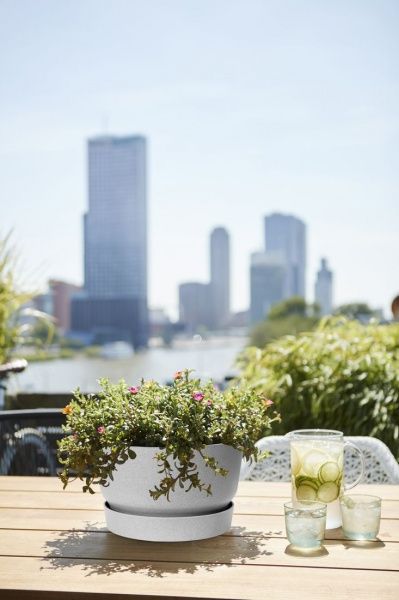 Вазон пластиковий Elho Greenville Bowl 33 см круглий 11,6 л сірий (345877) 