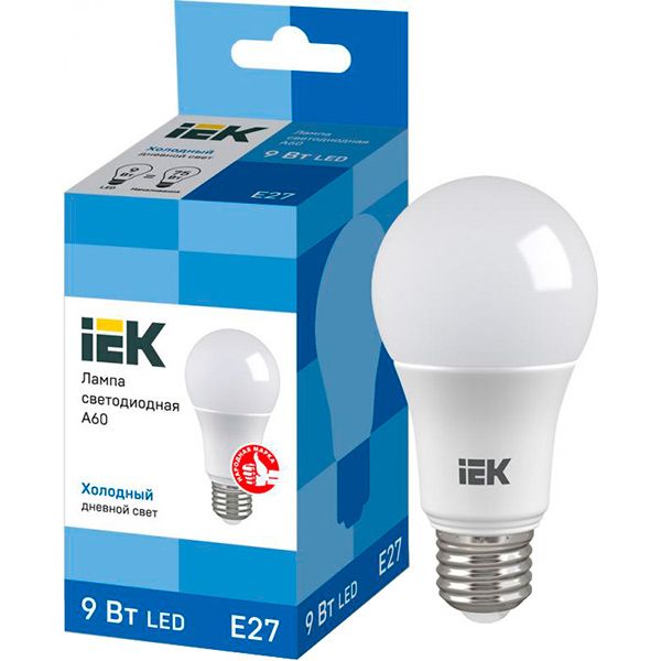 Лампа светодиодная IEK ECO 9 Вт A60 матовая E27 220 В 6500 К 