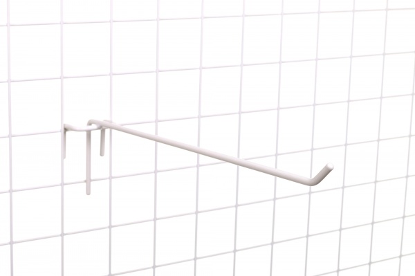 Крючок на сетку одинарный 300 мм 10шт. белый