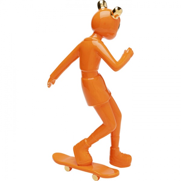 Статуэтка декоративная Skating Astronaut оранжевая 33 см KARE Design