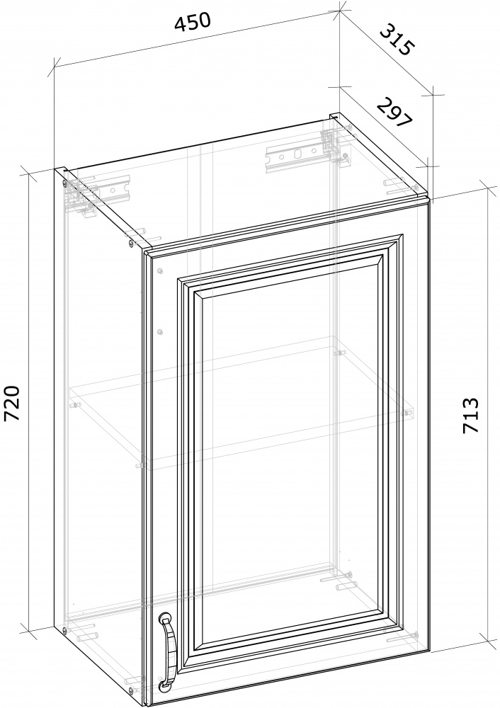 Шафа верхня В 45/72/31,5 МС Глорія біла емаль/дуб артізан Грейд
