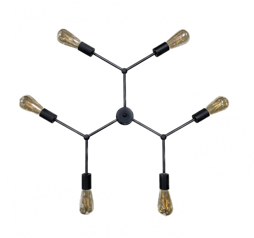 Люстра стельова Геотон MOLEC-6BK 6x40 Вт E27 чорний 49565