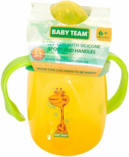 Поильник Baby Team с силиконовым спаутом и ручками 250 мл 5004
