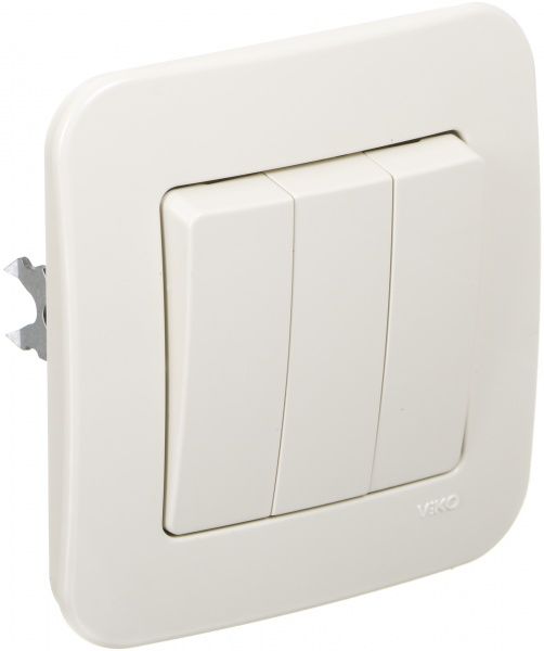 Вимикач триклавішний Viko Rollina без підсвітки 10 А 250В кремовий 90421068