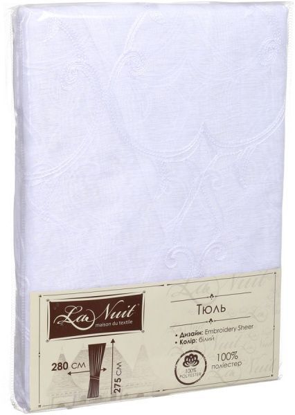 Тюль Embroidery Sheer белый 280х275 см La Nuit