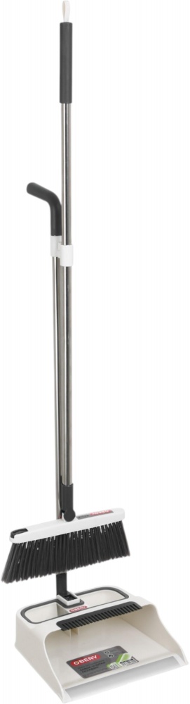 Комплект для уборки пола совок и щетка складные белый OBERY 103 см